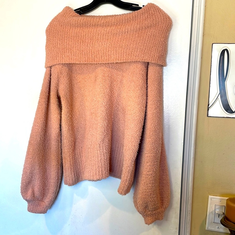 EUC peachy pink off shoulder sweater